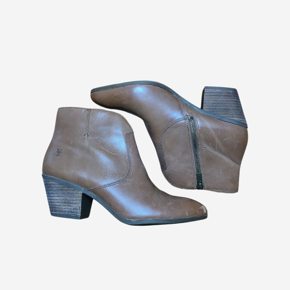 Frye Women's Jennifer Ankle Leather Booties size 9.5M Wheat Brown - Picture 1 of 8